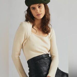 Anthropologie long sleeve ribbed knit top